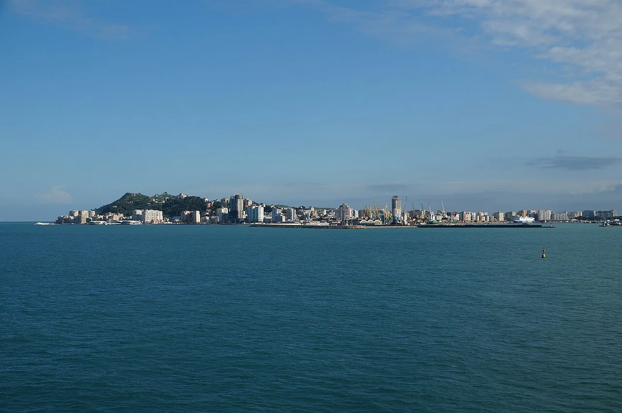 Durrës waterfront seen from the Adriatic Sea