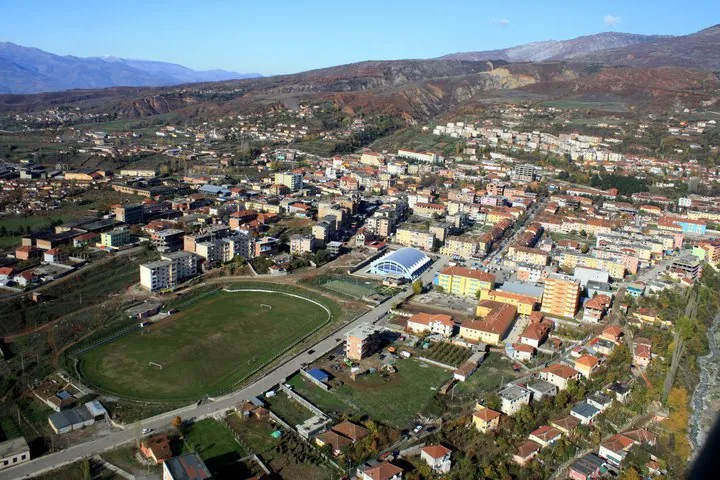 Peshkopi seen from the air