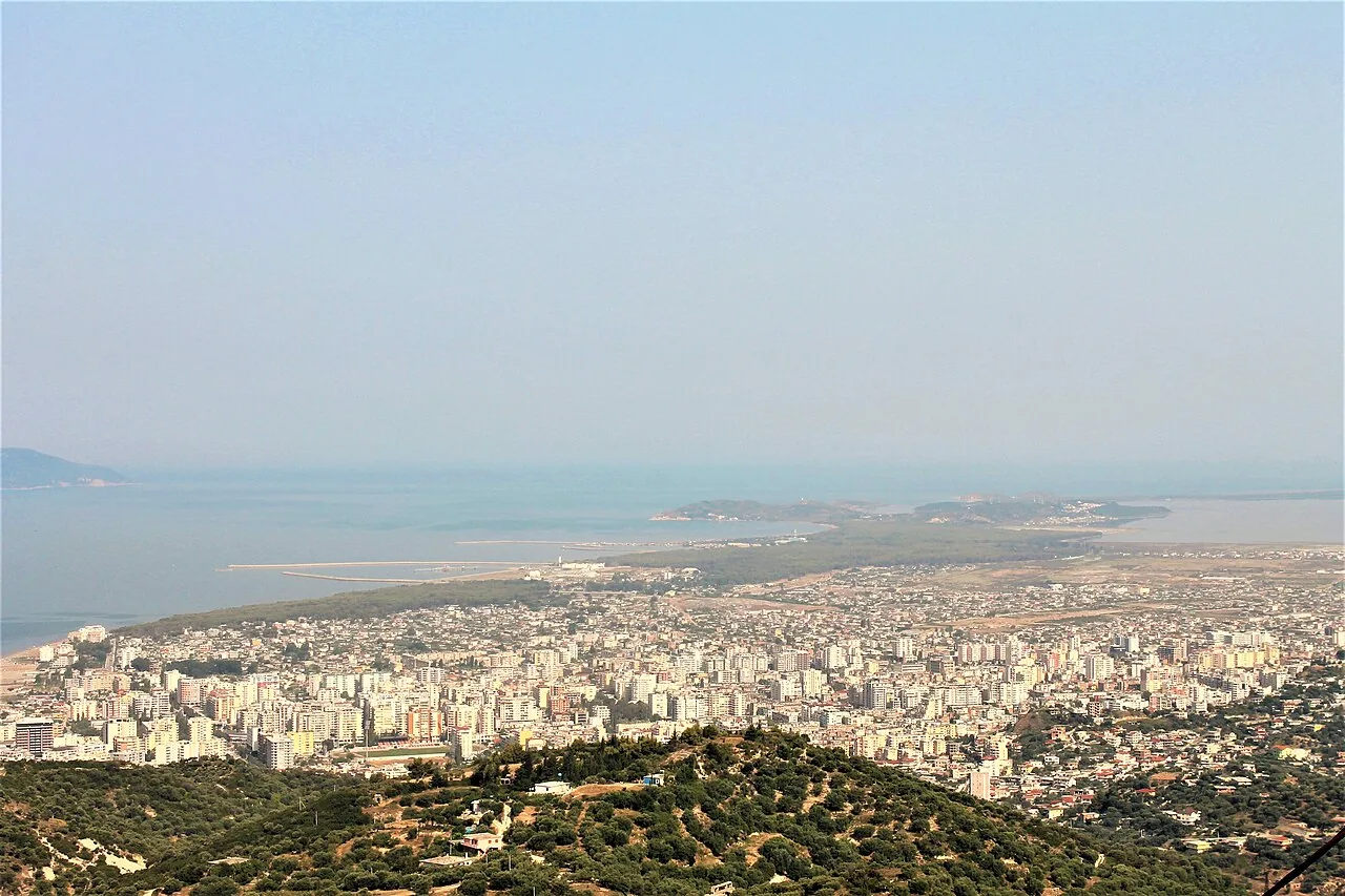 Vlorë and its coastline seen from Kaninë Castle